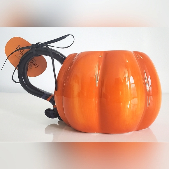 Blue Sky Clayworks Halloween 3D Cat Pumpkin Coffee Mug 16oz NWT Collectible - Picture 5 of 12